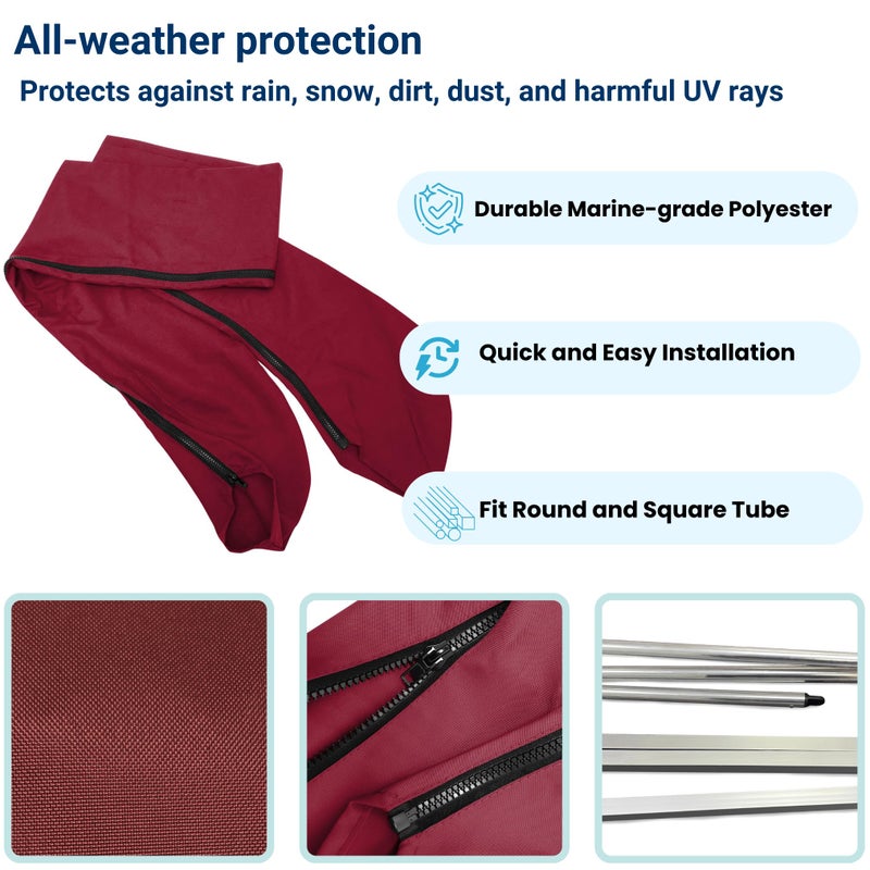 Savvycraft Bimini Top Storage Boot 79"-84" Width Burgundy Color, Waterproof UV Protection Bimini Top Replacement Boot, Fit Round and Square Tube - Image 2